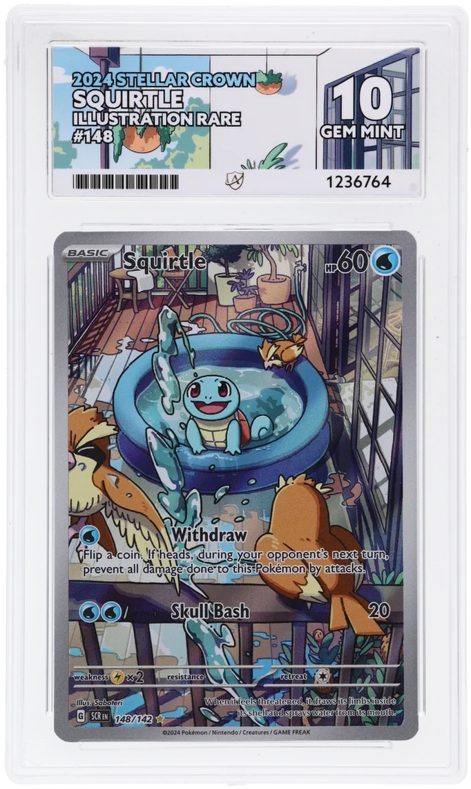 Squirtle 148/142 Stellar Crown illustration rare Pokémon TCG ACE 10 Gem Mint card full-art