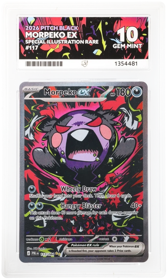 Morpeko EX 117/084 Special Illustration Rare card graded ACE 10 Gem Mint with perfect subgrades