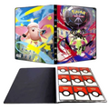 Pokémon trading card game binder with colorful designs and card holder