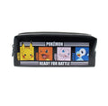 Pokémon Ready For Battle pencil case with Pikachu, Charmander, Mew, and Piplup design on black zippered pouch
