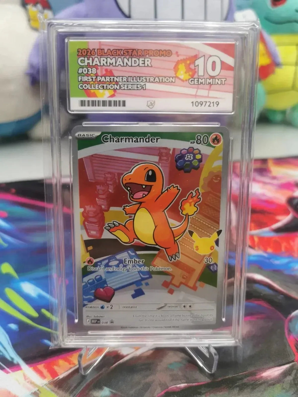 Charmander MEP 038 Fire Pokemon card First Partner Illustration Collection Promo Ace 10 Gem Mint signed by Ryo Ueda PSA certified