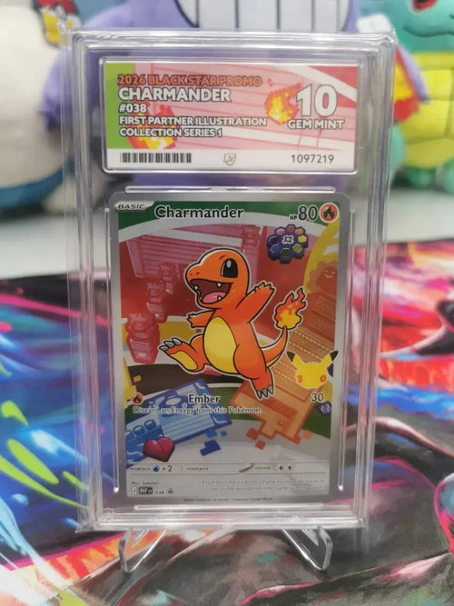 Charmander MEP 038 Fire Pokemon card First Partner Illustration Collection Promo Ace 10 Gem Mint signed by Ryo Ueda PSA certified