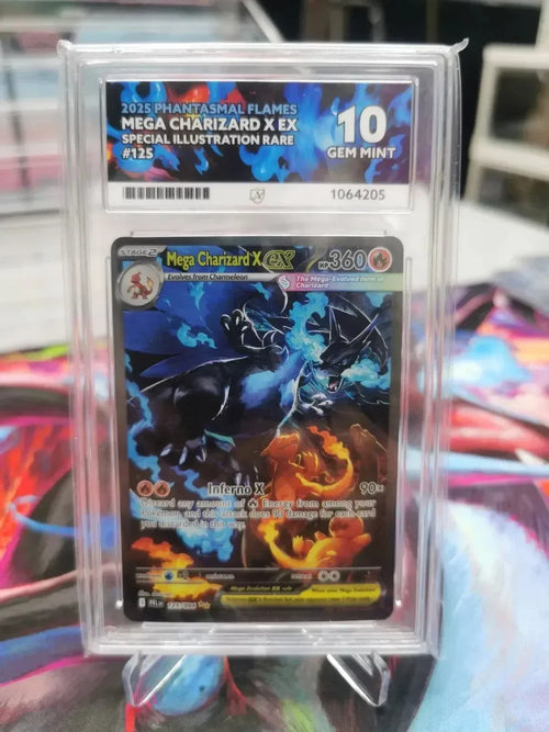 Ace 10 Mega Charizard x EX 125/094 Phantasmal Flames Holo Pokemon Card graded perfect 10 by Ace Grading