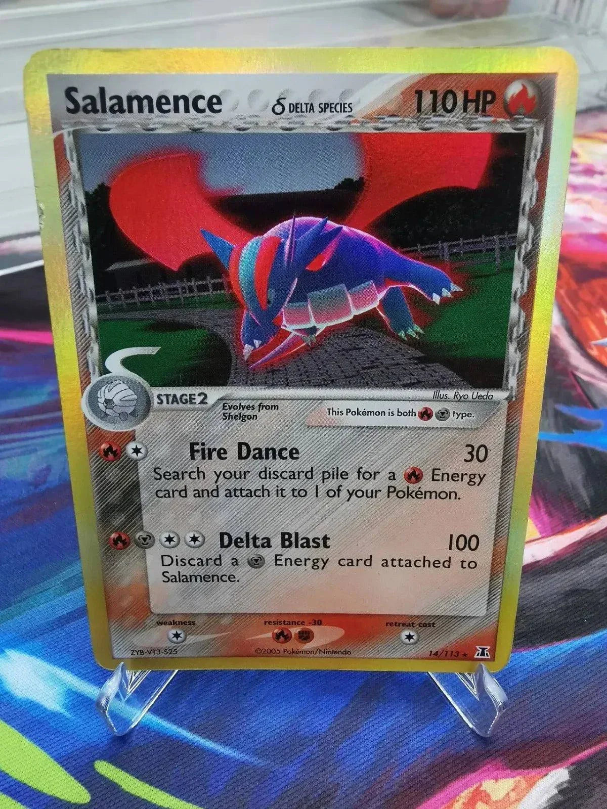 Pokémon TCG Salamence Delta Species EX Rare Holo 14/113 Dragon-type card with 110 HP and holographic finish