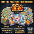 100 Pokémon Card Bundle — Genuine Near Mint | V / VMAX / EX Guaranteed